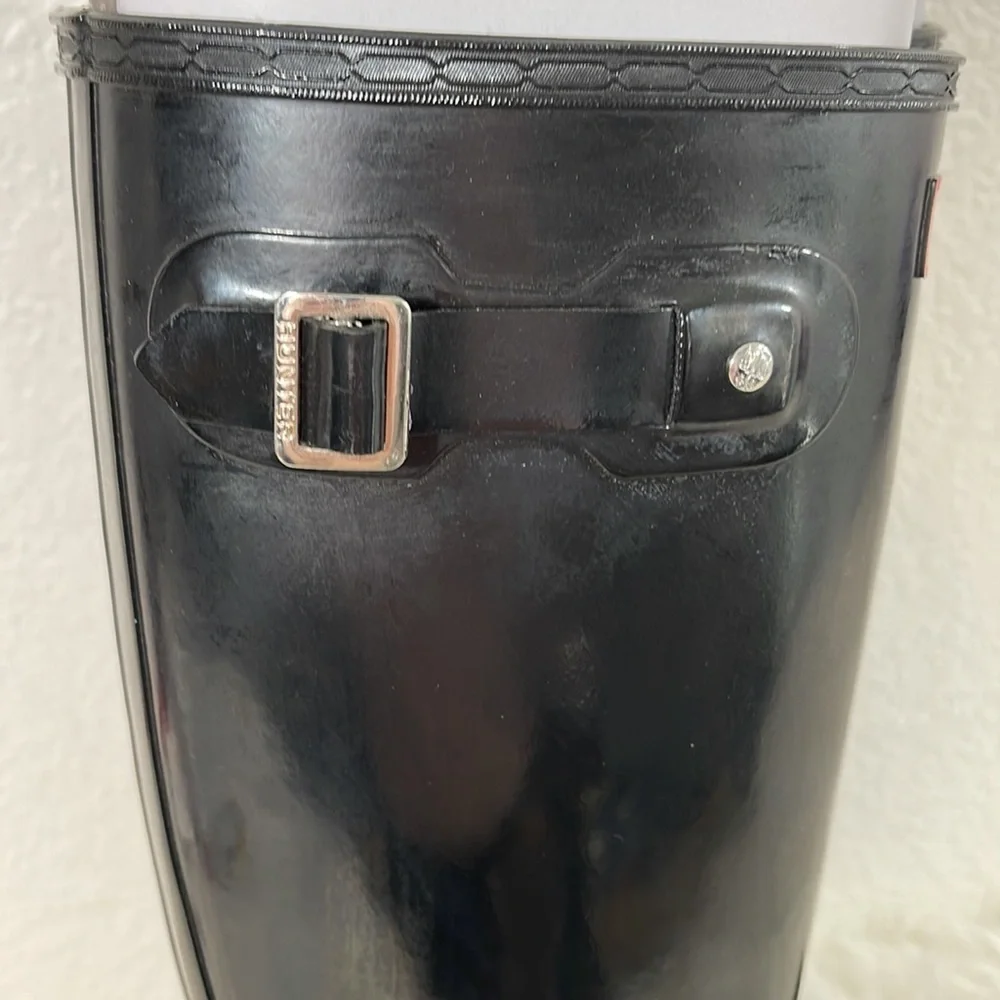 HUNTER Original Tall Black Gloss Rain Boots Waterproof 
Size 7 New - Picture 7 of 16